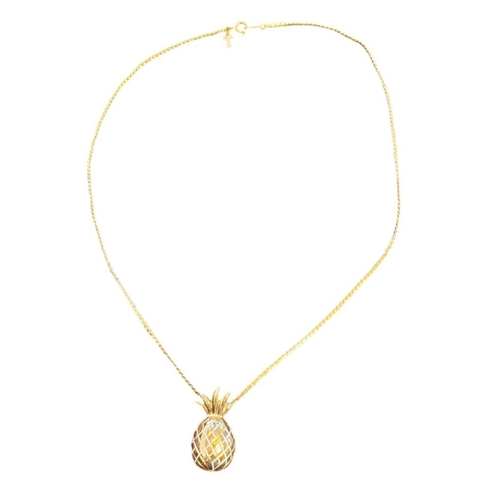 Crown Trifari gold tone pineapple pendant necklace